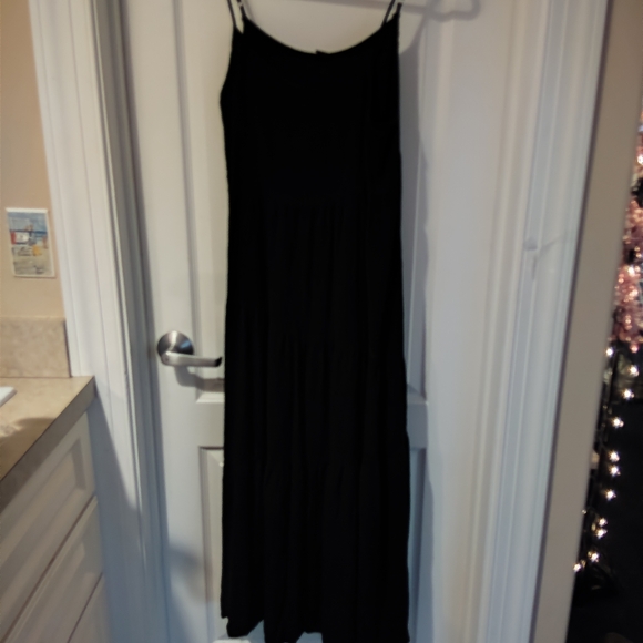 Anrabess Black Tiered Maxi Dress Medium Minimalist Capsule Wardrobe - Picture 7 of 7